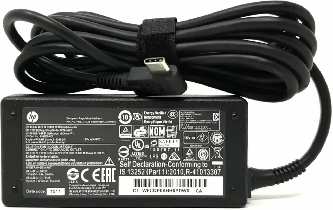 Original 45W Type c travel charger For HP spectre 13 Elite x2 1012 TYPE-C USB-C charger Without Cord/Cable - eBuy UAE